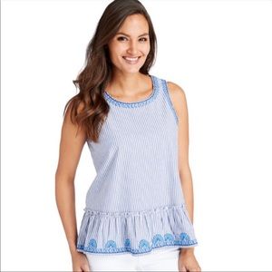 Vineyard Vines Striped Embroidered Swing Blouse (S)